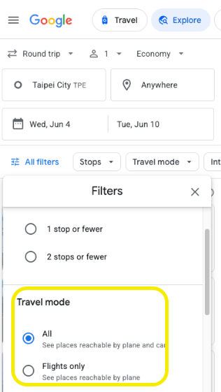 買便宜機票 不只用機票比價平台 Skyscanner, Google Flight, Kayak比較攻略 10 googleflights不只能找機票也能找各種交通的組合